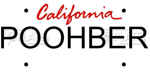 POOHBER California License Plate