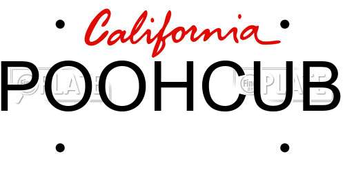 POOHCUB California License Plate
