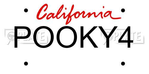 POOKY4 California License Plate