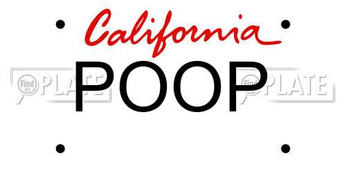 POOP California License Plate