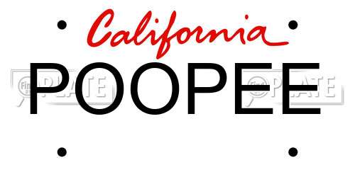 POOPEE California License Plate