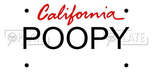 POOPY California License Plate