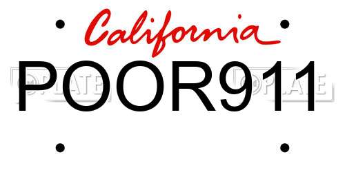 POOR911 California License Plate