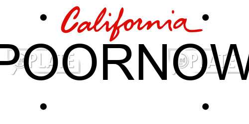 POORNOW California License Plate