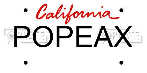 POPEAX California License Plate