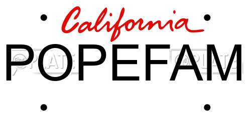 POPEFAM California License Plate