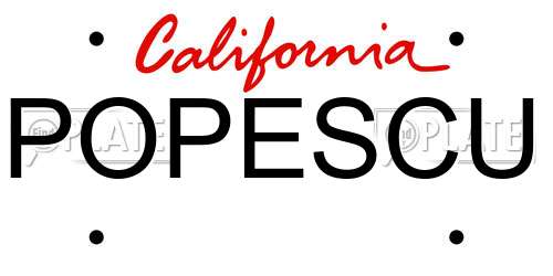 POPESCU California License Plate