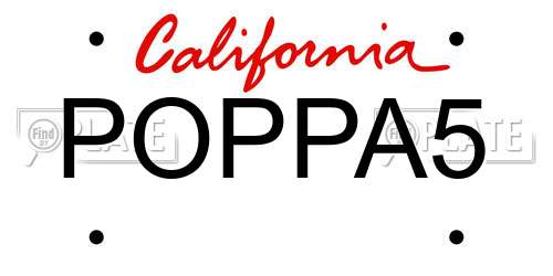 POPPA5 California License Plate