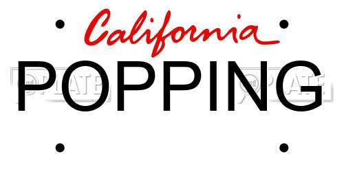 POPPING California License Plate