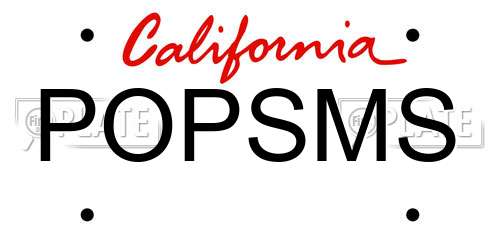 POPSMS California License Plate