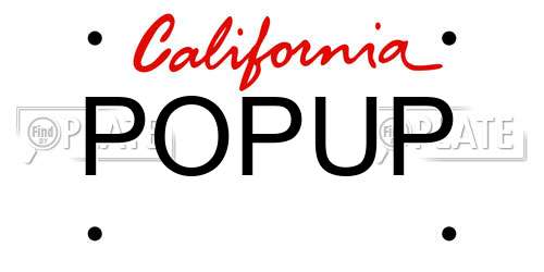 POPUP California License Plate