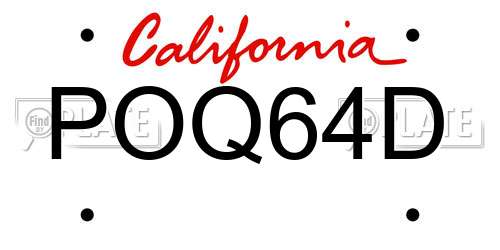 POQ64D California License Plate