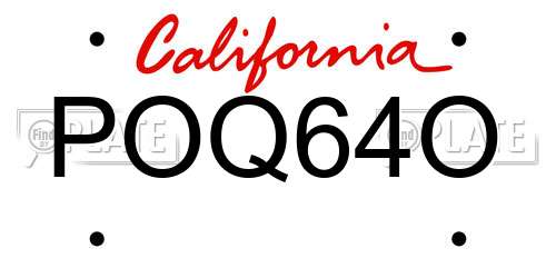 POQ64O California License Plate