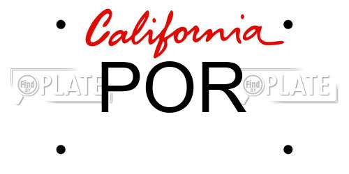 POR California License Plate
