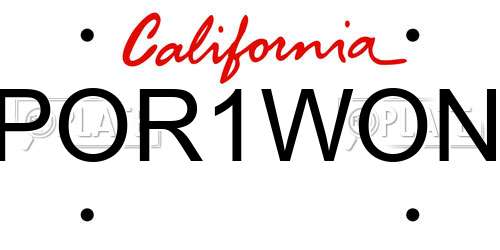 POR1WON California License Plate