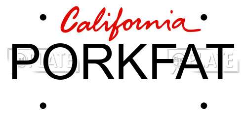 PORKFAT California License Plate