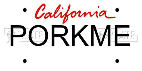 PORKME California License Plate