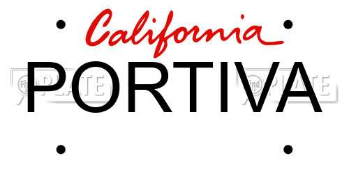PORTIVA California License Plate