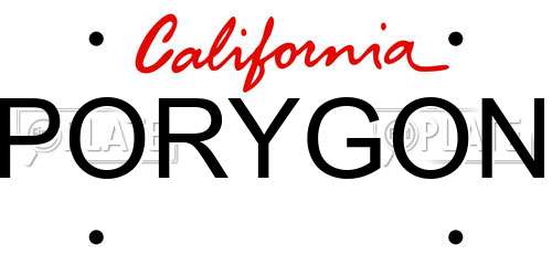 PORYGON California License Plate