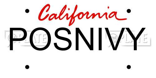 POSNIVY California License Plate