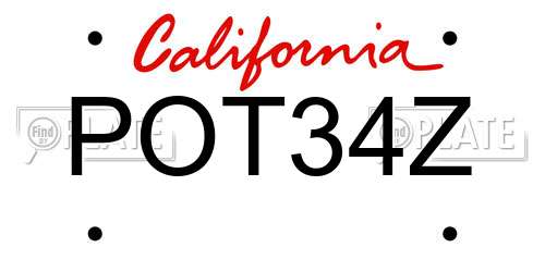 POT34Z California License Plate
