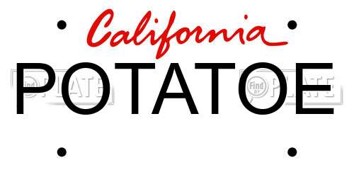 POTATOE California License Plate