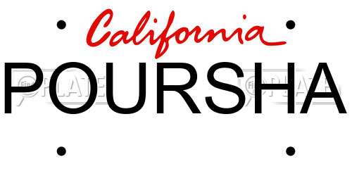 POURSHA California License Plate