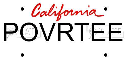 POVRTEE California License Plate