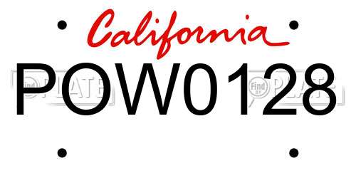 POW0128 California License Plate