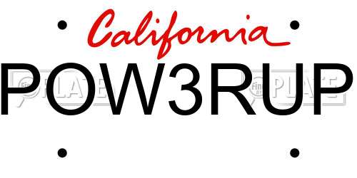 POW3RUP California License Plate