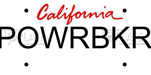 POWRBKR California License Plate