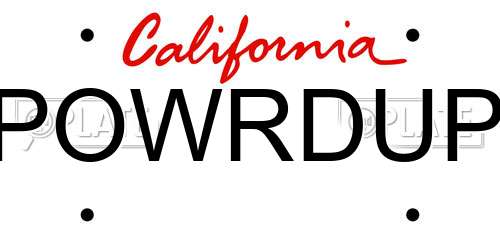 POWRDUP California License Plate