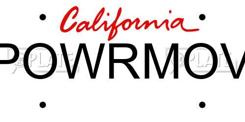 POWRMOV California License Plate