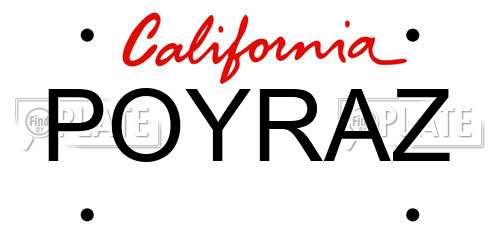 POYRAZ California License Plate