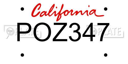 POZ347 California License Plate
