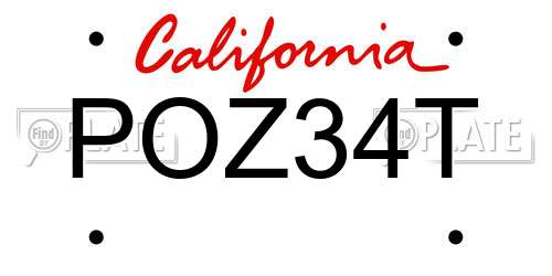 POZ34T California License Plate