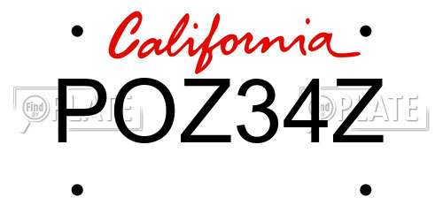 POZ34Z California License Plate