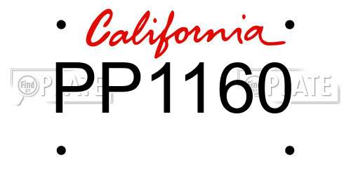 PP1160 California License Plate