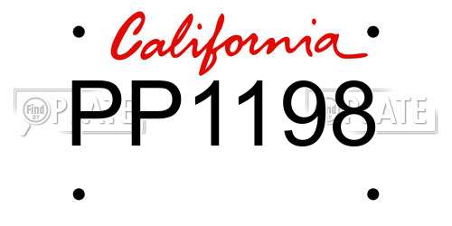 PP1198 California License Plate