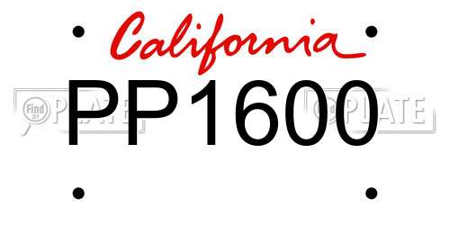 PP1600 California License Plate