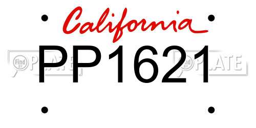 PP1621 California License Plate
