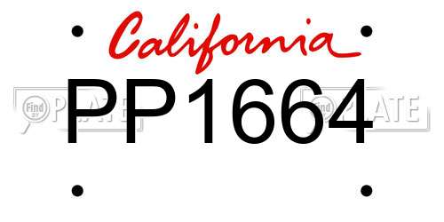 PP1664 California License Plate