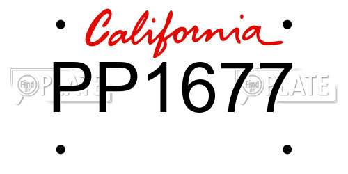 PP1677 California License Plate