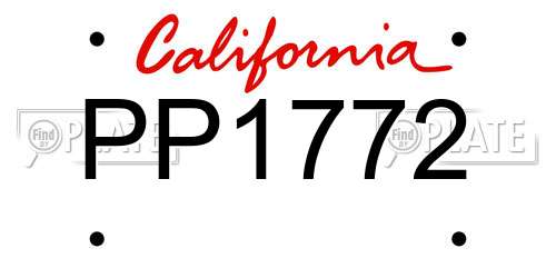 PP1772 California License Plate