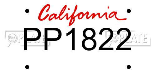PP1822 California License Plate