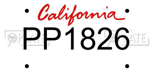 PP1826 California License Plate