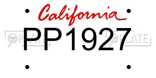 PP1927 California License Plate