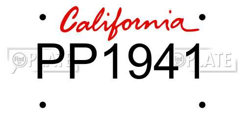 PP1941 California License Plate