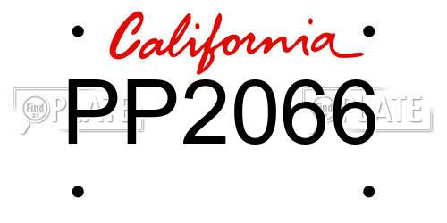 PP2066 California License Plate