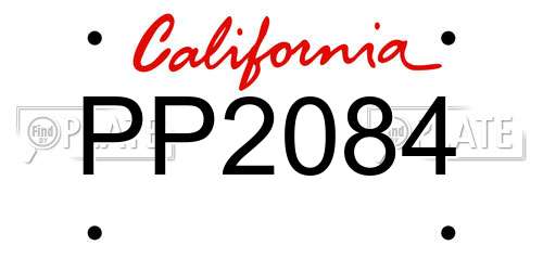 PP2084 California License Plate